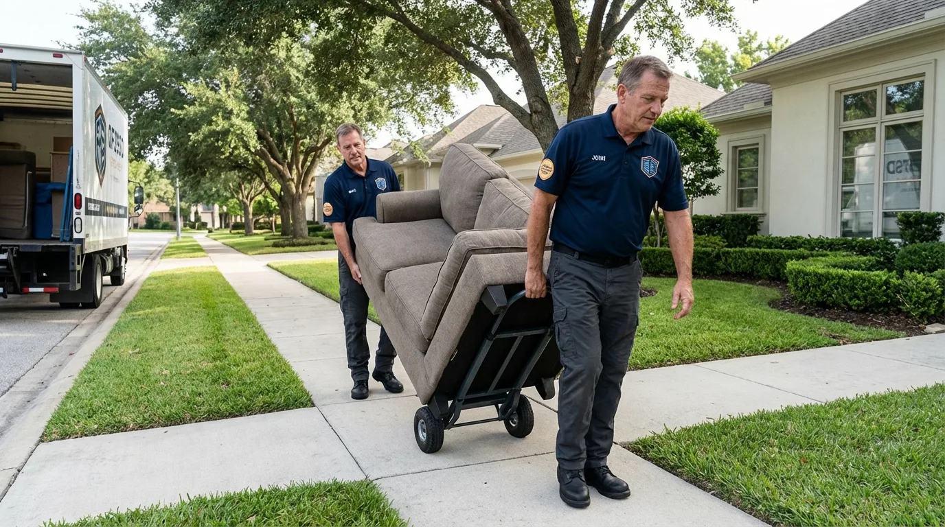Local residential moving crew loading furniture in Celoron, NY